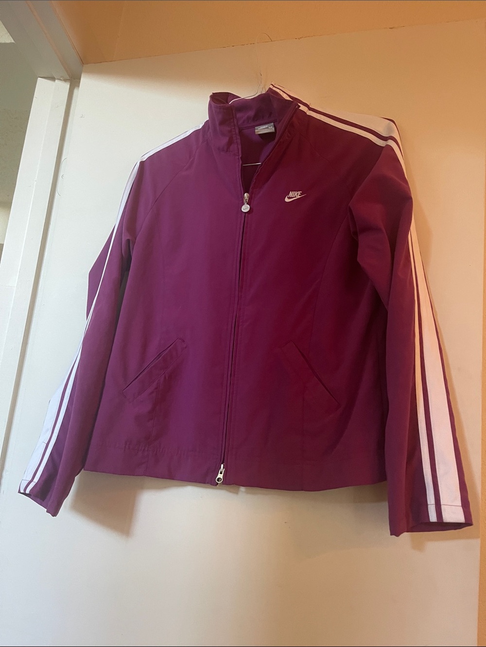 Nike Women's Plum Track Jacket with White Stripes